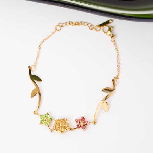Gourmette Floréa en acier inoxydable