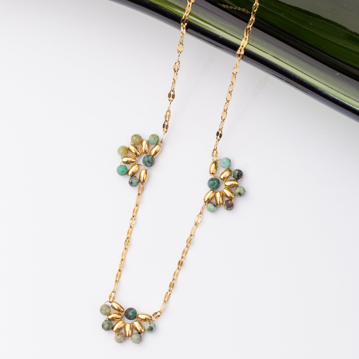 Collier Inoxy en acier inoxydable garanti - Pierre Turquoise Africaine