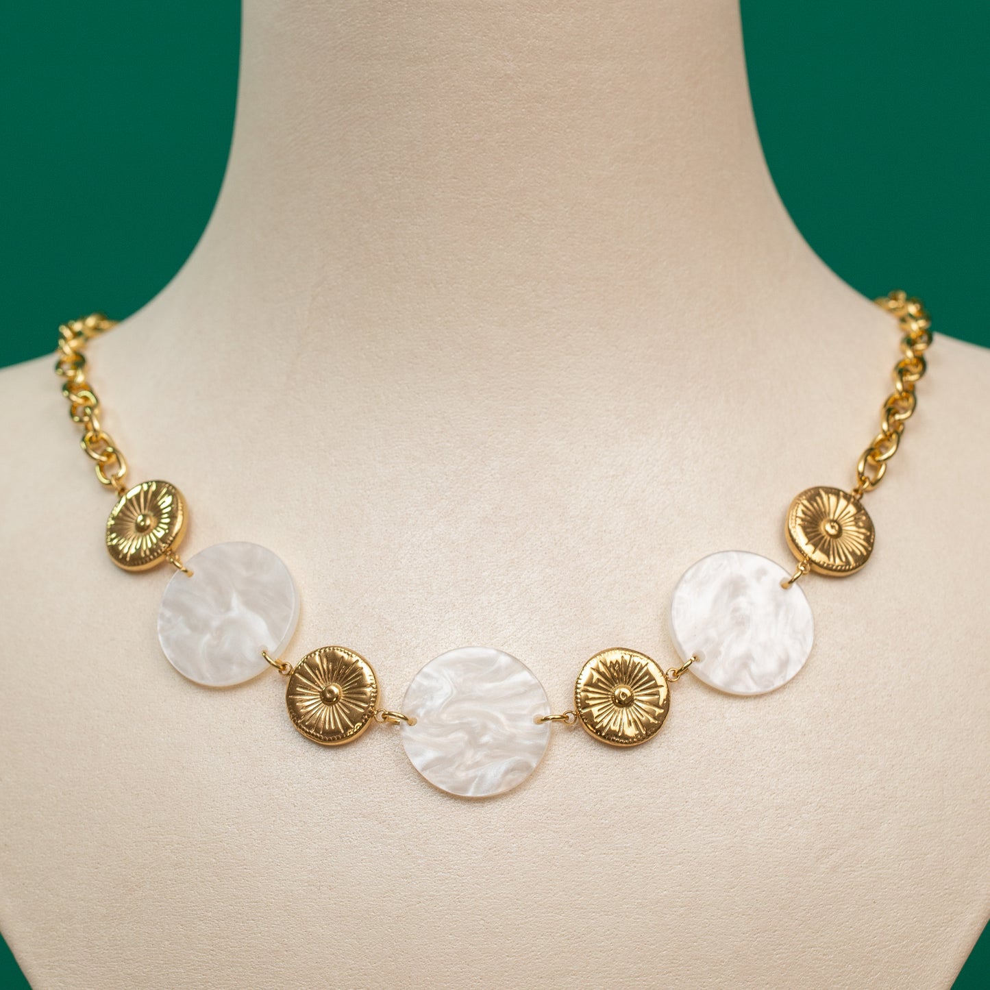 Collier en acier tendance - Cercles blanc