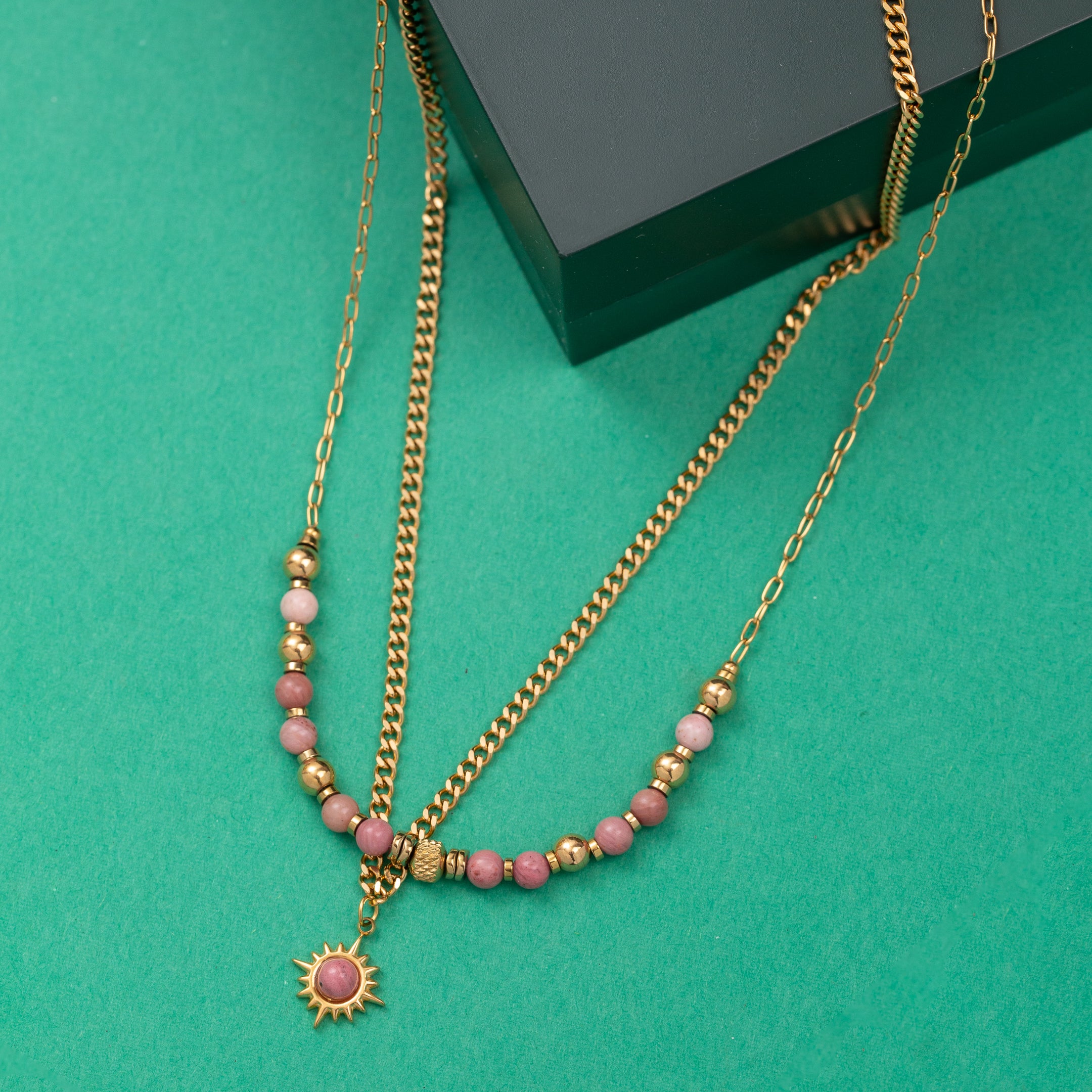 Collier à deux rangs de chaînes en acier inoxydable garanti