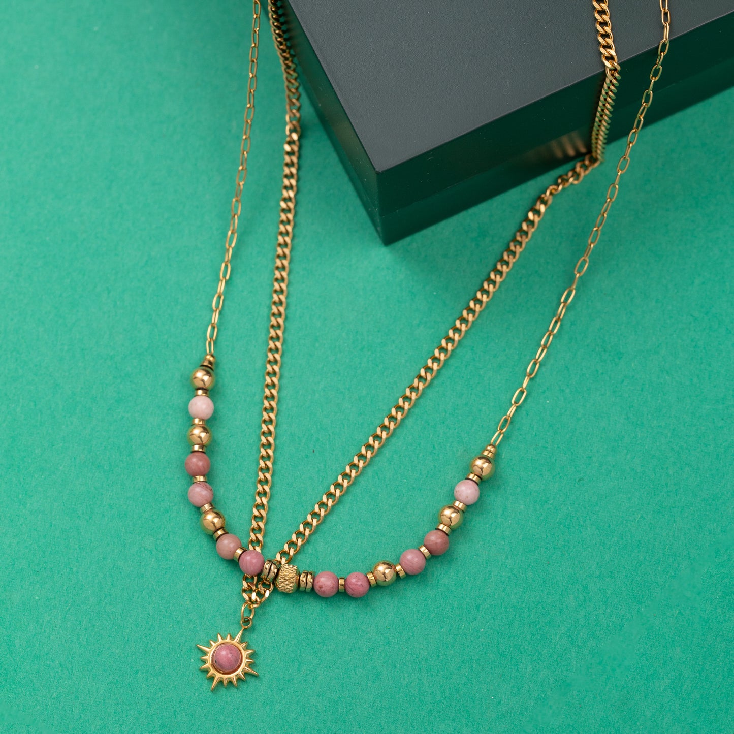 Collier à deux rangs de chaînes en acier inoxydable garanti