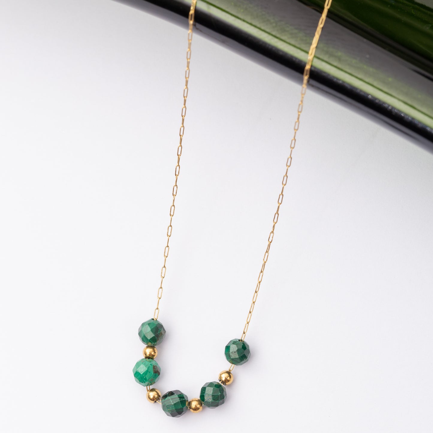 Collier Inoxy en acier inoxydable garanti - Pierre Malachite