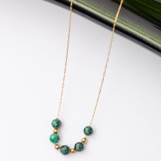 Collier Inoxy en acier inoxydable garanti - Pierre Malachite