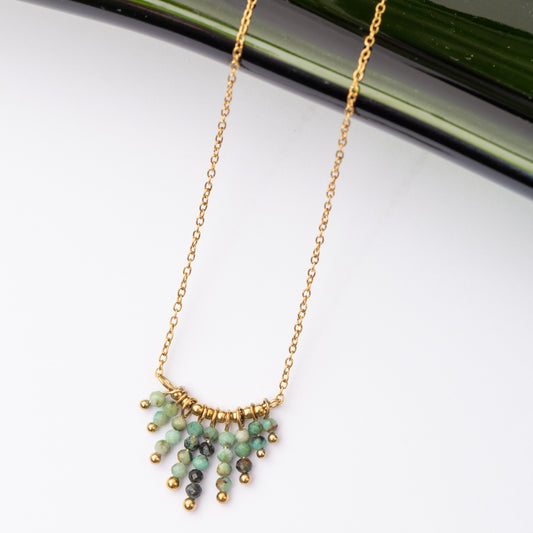 Collier Inoxy en acier inoxydable garanti - Pierre Turquoise Africaine