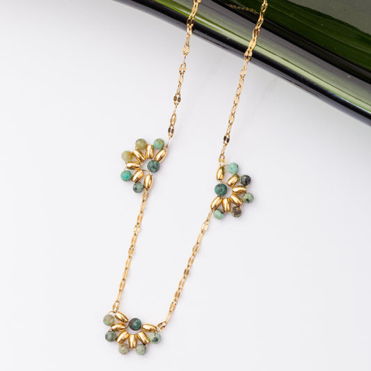 Collier Inoxy en acier inoxydable garanti - Pierre Turquoise Africaine