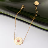 Gourmette Monogramme en acier inoxydable garantie - pierre Rhodochrosite