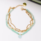 Gourmette Maréa en pierre Amazonite et Cristal en acier inoxydable garantie