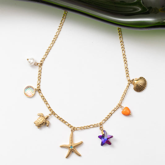 Collier estival en acier avec plusieurs pendentifs