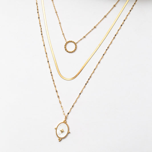 Collier en acier à trois rangs de chaînes