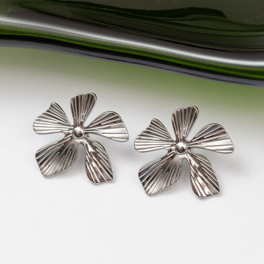 Boucles d'oreilles en acier tendance - Fleur
