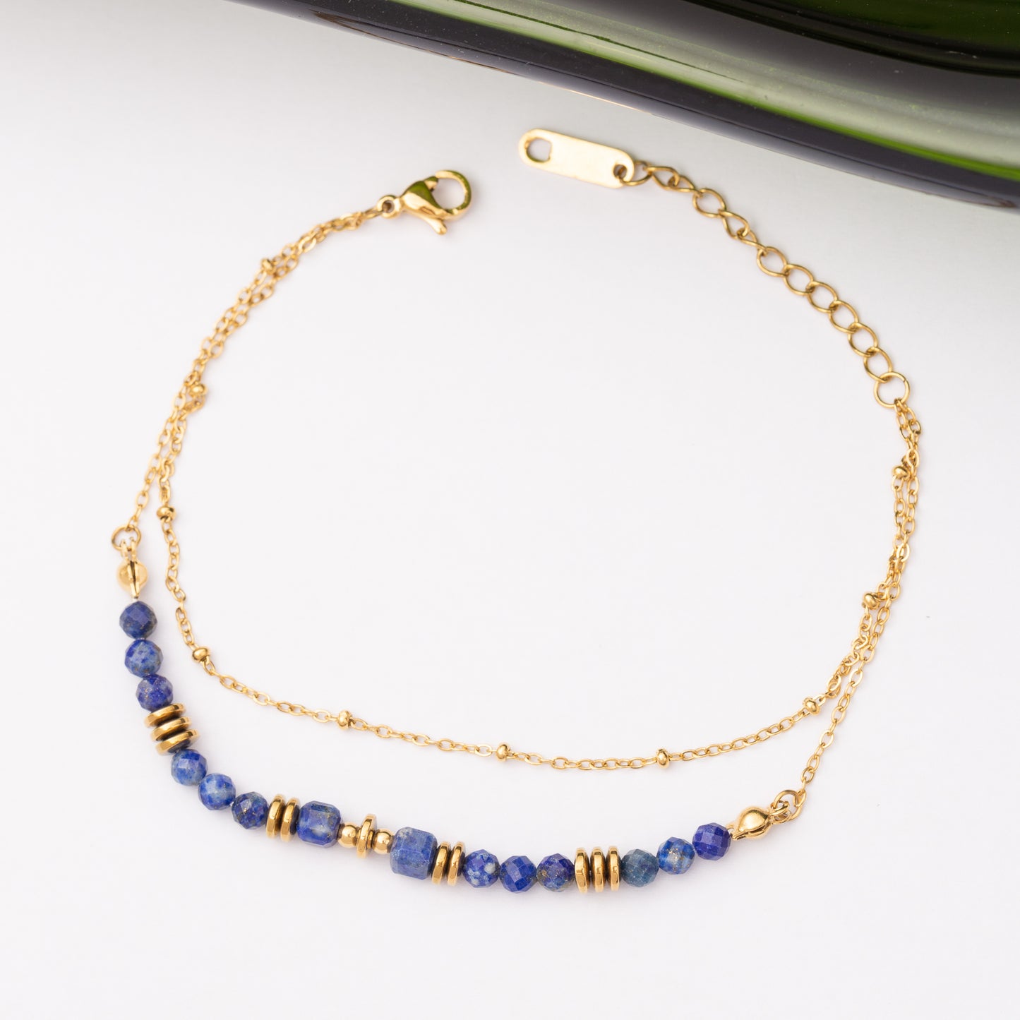 Gourmette Pierre Lapis Lazuli en acier inoxydable