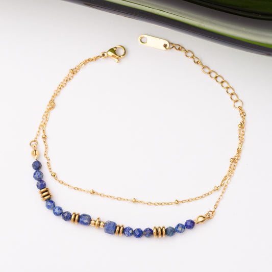 Gourmette Pierre Lapis Lazuli en acier inoxydable