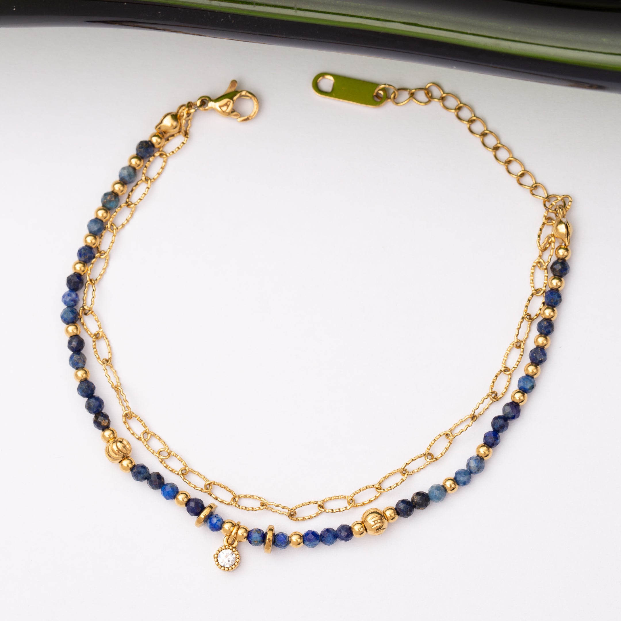 Gourmette Pierre Lapis Lazuli en acier inoxydable