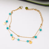Gourmette Pierre Amazonite en acier inoxydable