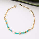 Gourmette Pierre amazonite verte en acier inoxydable