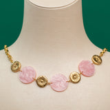 Collier en acier tendance - Cercles rose