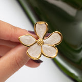 Bague en acier - Fleur